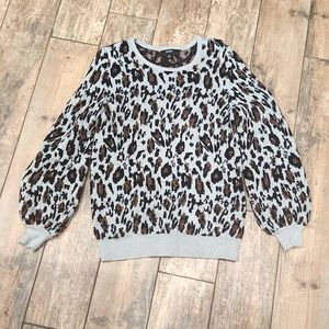 Alfani Cheetah Balloon Sleeved Crewneck Sweater